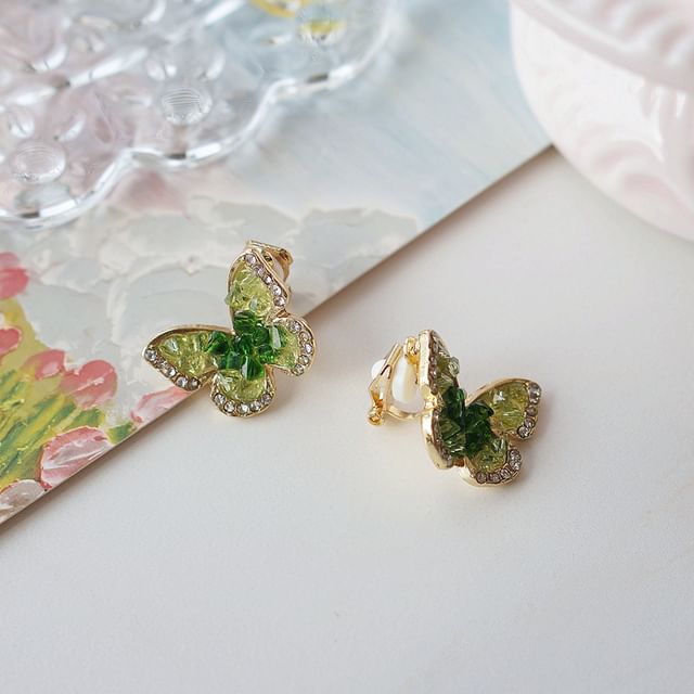 Butterfly / Flower Earring Clip On Stud