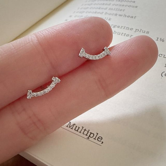 Rhinestone Silver Stud Earring Sterling