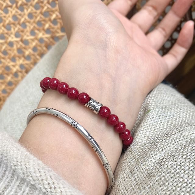 Beaded Bracelet Silver Charm