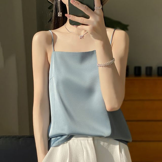 Square Neck Plain Satin Cami Top
