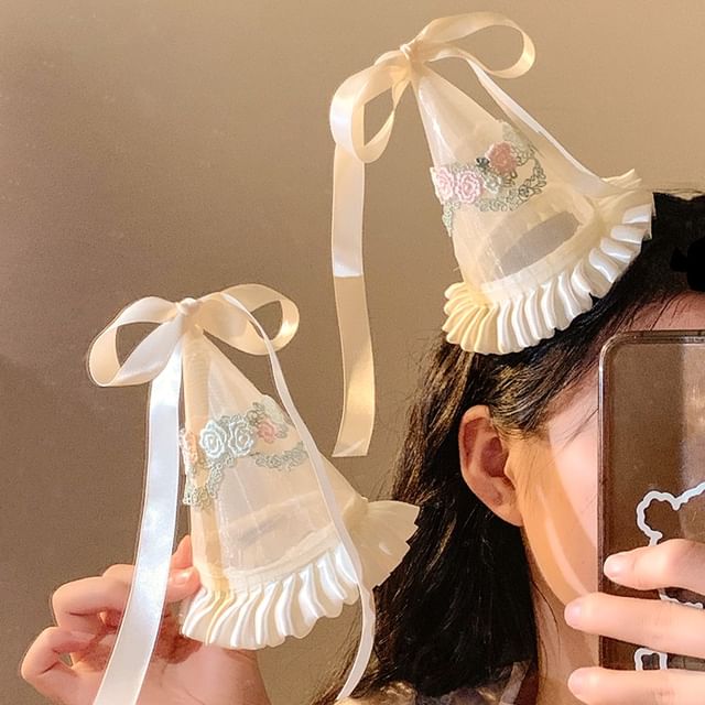 Ruffle Hat Embroidered Party