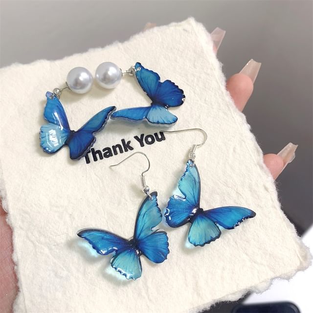 Drop Earring Butterfly / Clip-On Hook