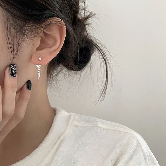 Threader Earring Alloy Heart