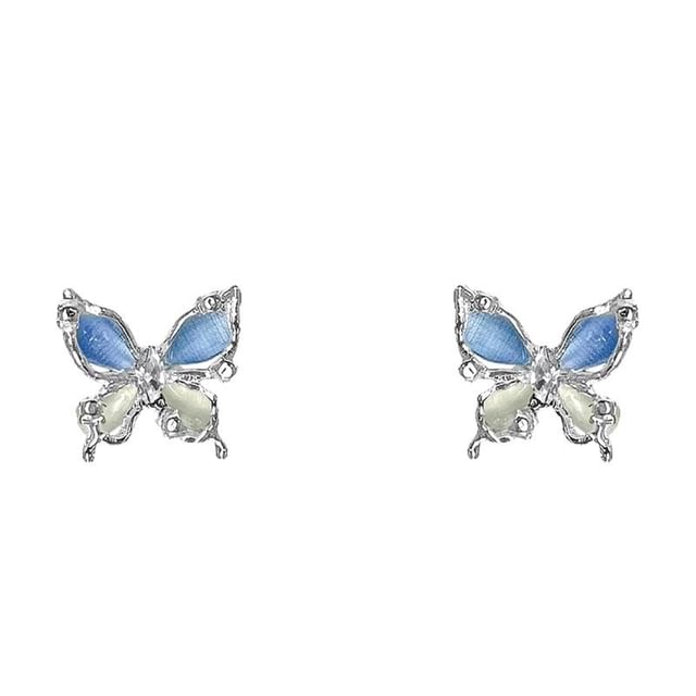 Stone Earring Eye Stud Alloy Faux Cat Butterfly