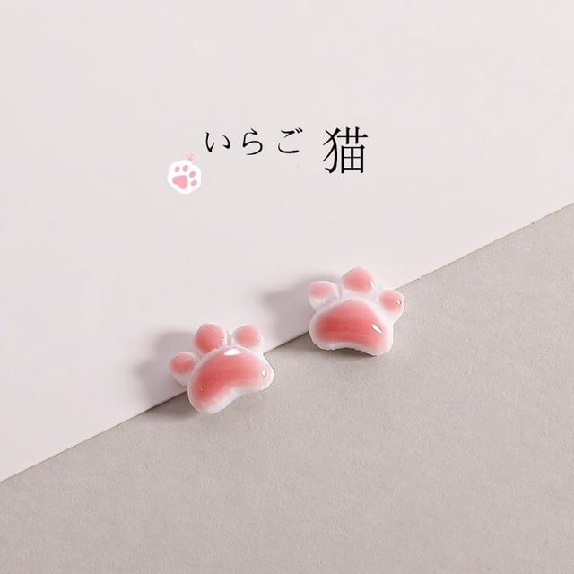 Paw Earrings Cat Ceramic