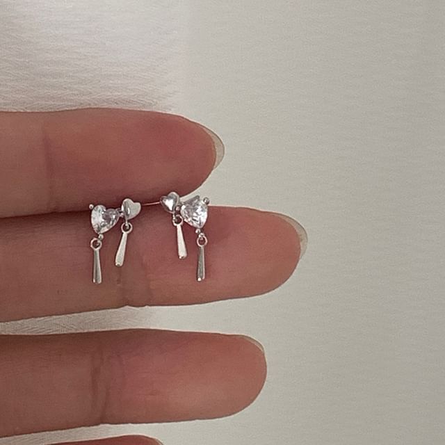 Drop Earring Rhinestone Alloy Heart