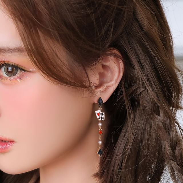 Earring Cuff / Stud Silver Ear Sterling Card Print Poker