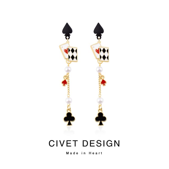 Earring Cuff / Stud Silver Ear Sterling Card Print Poker