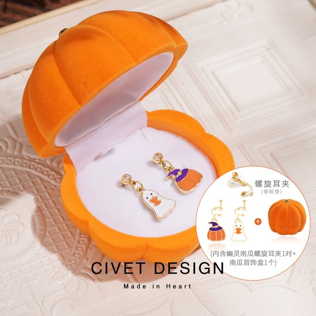 Phantom Pumpkin + Jewelry Box Velvet Earring Halloween
