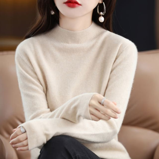Mock Neck Plain Sweater