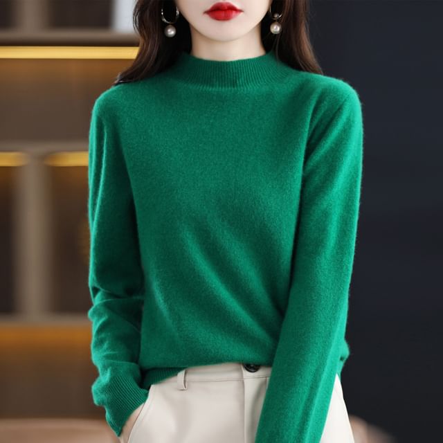 Mock Neck Plain Sweater