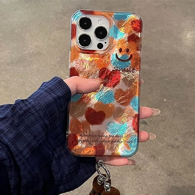Case Strap Phone Pom Smiley Set /