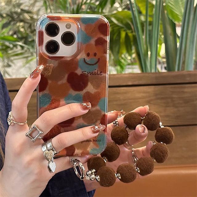 Case Strap Phone Pom Smiley Set /