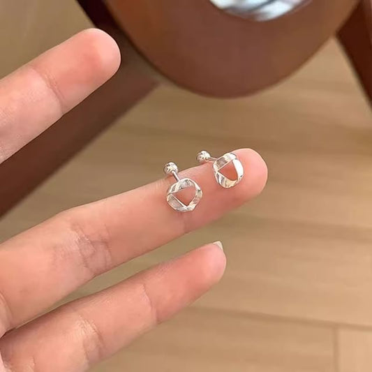 Sterling Twisted 925 Barbell Silver Earring