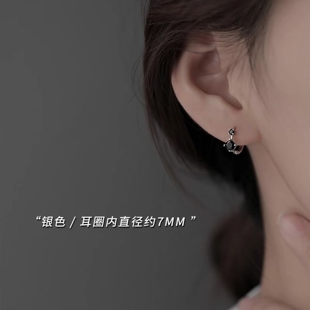 Earring 925 Huggie Silver Sterling Rhinestone