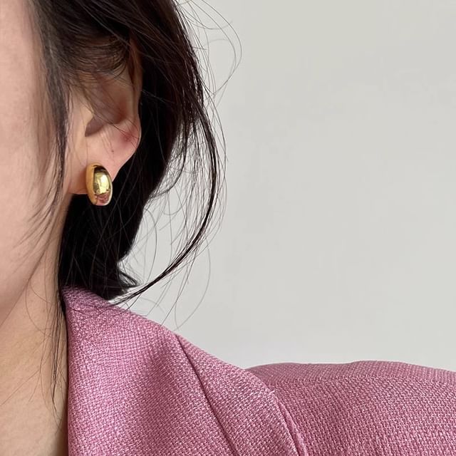 Silver Glossy Earring Hoop Sterling 925