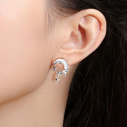 Earring Moon Rhinestone Alloy Cuff Drop Ear / Star