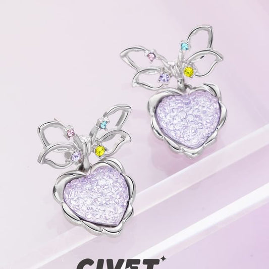 Drop Earring Bow Heart Alloy