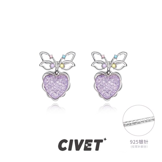 Drop Earring Bow Heart Alloy
