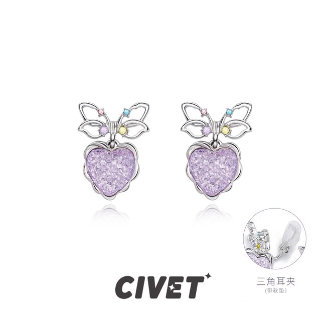 Drop Earring Bow Heart Alloy