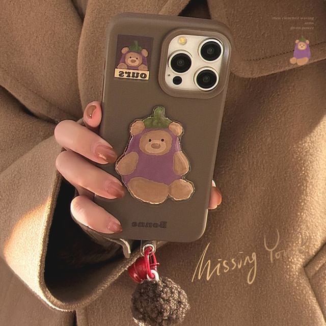 Eggplant Charm Set Pom / Phone Case