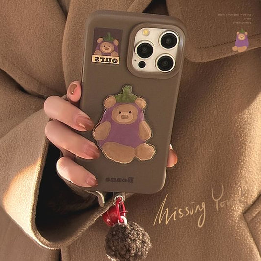Eggplant Charm Set Pom / Phone Case