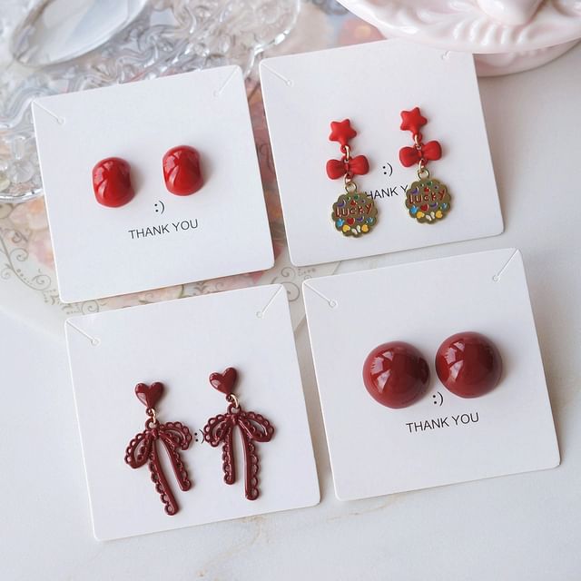 Bow Plain Stud Clip-On / Drop Ear Earring