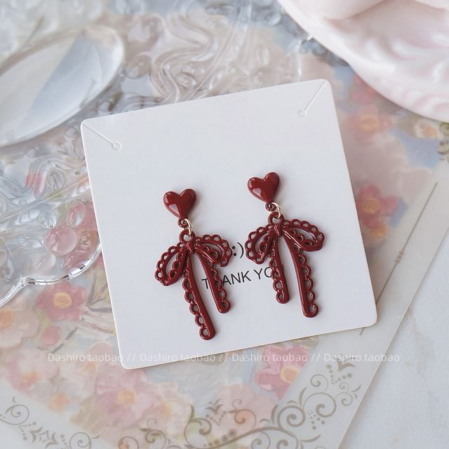 Bow Plain Stud Clip-On / Drop Ear Earring