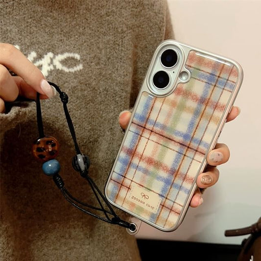 / Set Phone Strap Plaid Case