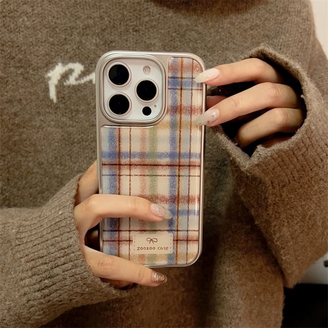 / Set Phone Strap Plaid Case