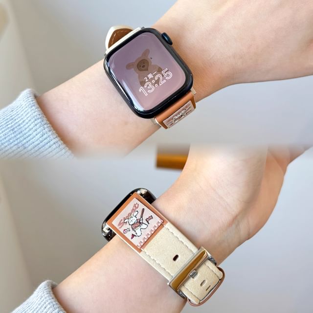 Leather Embroidered Genuine Animal Watch Apple Band