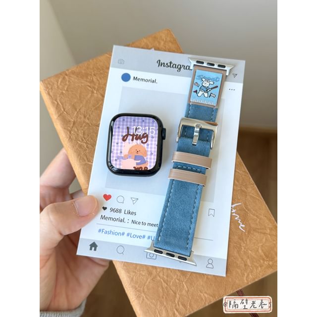 Leather Embroidered Genuine Animal Watch Apple Band