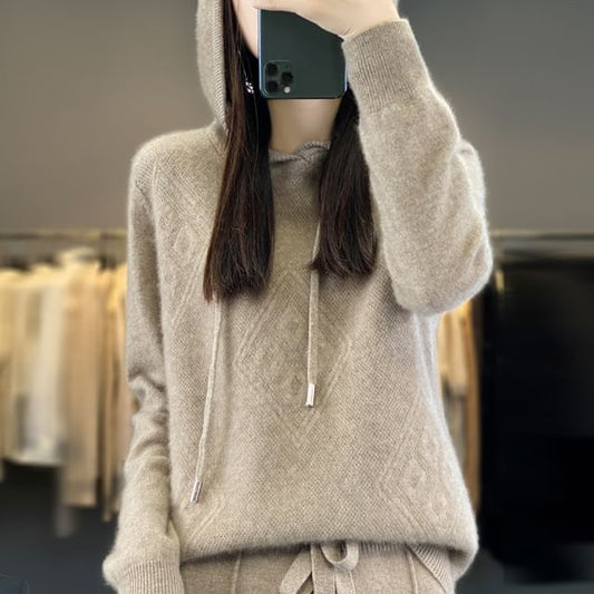 Plain Textured Hood Sweater