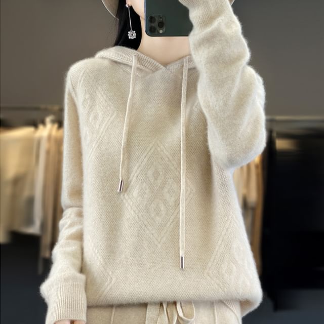 Plain Textured Hood Sweater