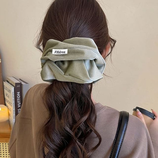 Striped Lettering Scrunchie Label