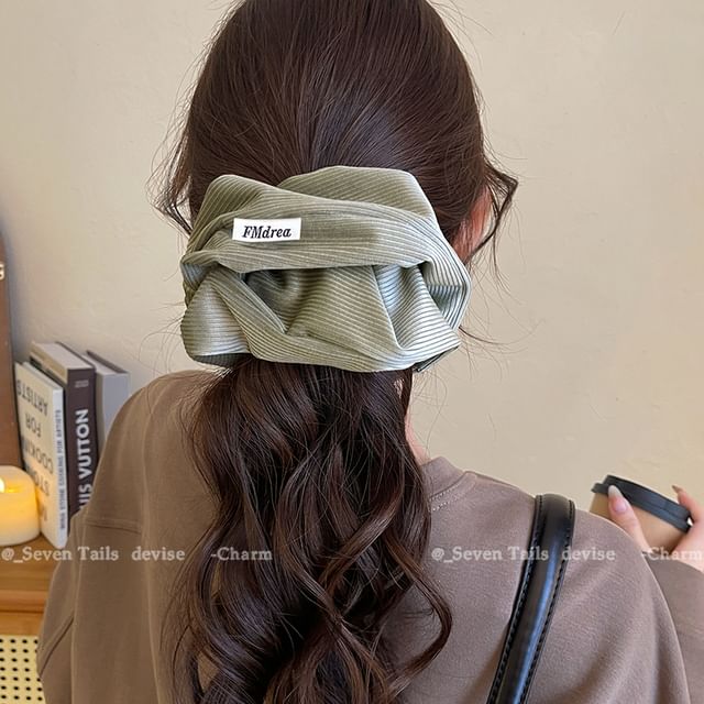 Striped Lettering Scrunchie Label