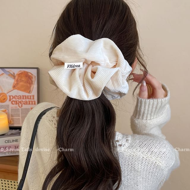 Striped Lettering Scrunchie Label