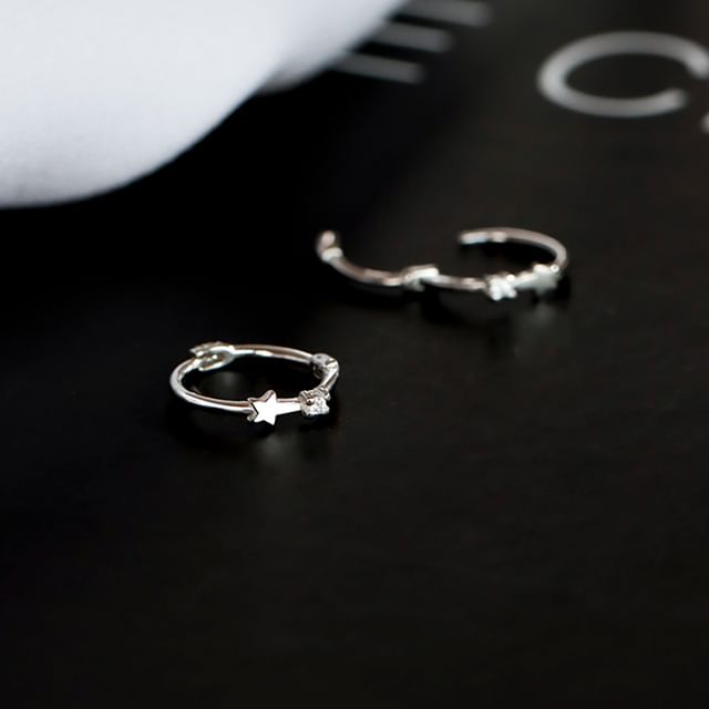 Earring Sterling Cuff S925 Star / Silver Ear Huggie