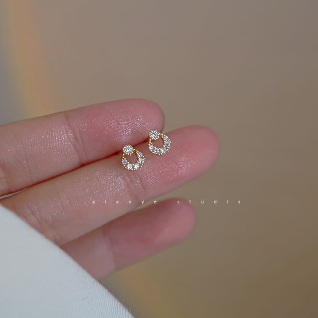 S925 Silver Rhinestone Earring Sterling Stud