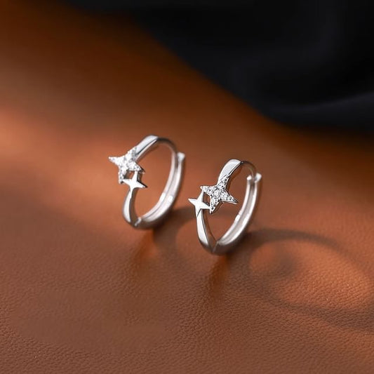 Star Hoop Rhinestone Earring Alloy