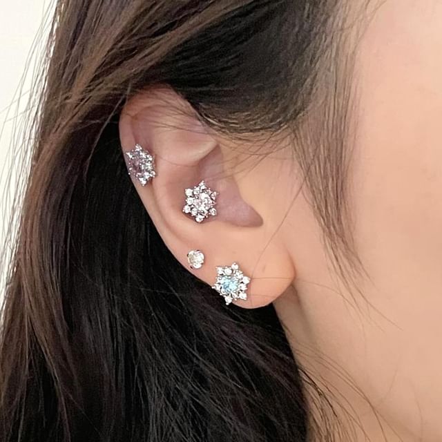 Snowflake Earring Rhinestone Stud