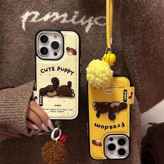 Strap Embroidered Dog Phone Case Set /