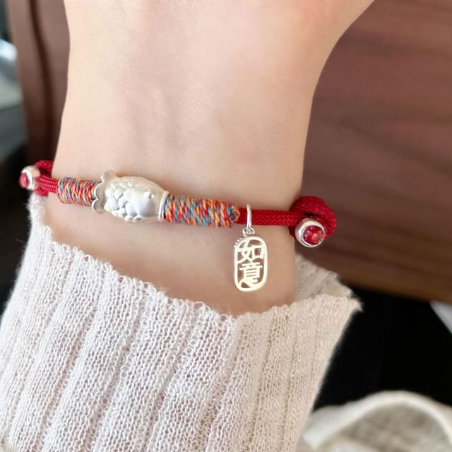 String Bracelet Sterling Fish 925 Silver