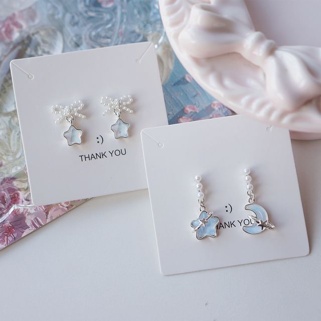 Star Dangle Pearl Earring Faux