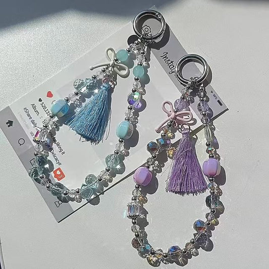 Pad Crystal Bow Strap with Lanyard Phone Faux