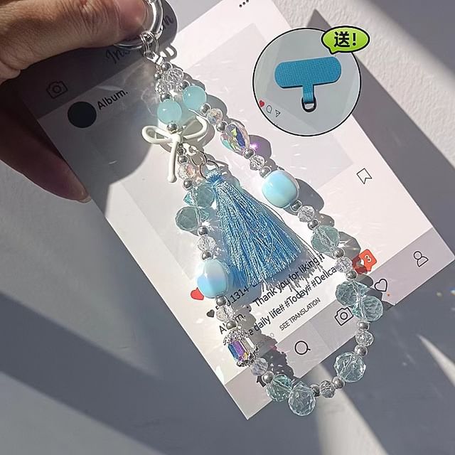 Pad Crystal Bow Strap with Lanyard Phone Faux