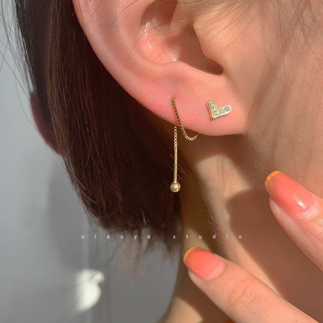 Earring Heart Alloy Dangle