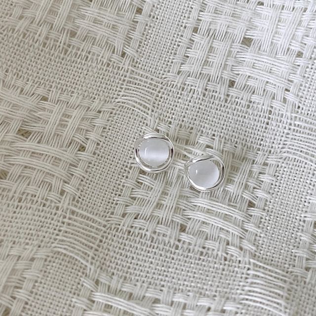 Earring Stone Alloy Cat Eye Faux Stud