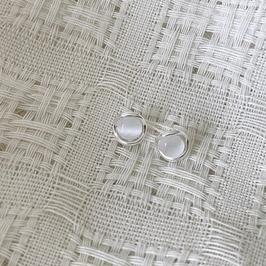 Earring Stone Alloy Cat Eye Faux Stud