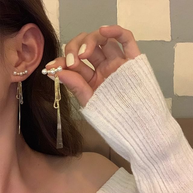 Threader Alloy Earring Pearl Faux